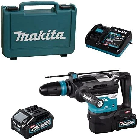 Makita HR005GM202 Perforatorius XGT, SDS-MAX, 8 J, 40mm; 7,4kg, bešepetėlinis variklis, AVT, AFT, AWS (su AWS lustu); XPT; 2X4,0Ah, greitasis kroviklis