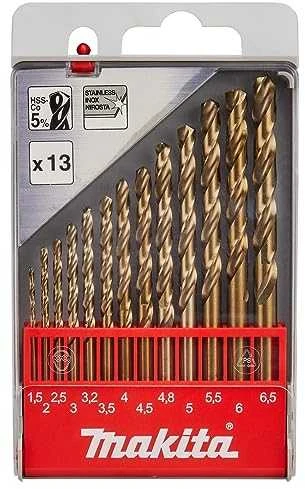 Grąžtas Makita HSS-Co Metalo grąžtų rinkinys 13 dalių. D-57180 (1,5-6,5mm) HSS-Co 5%