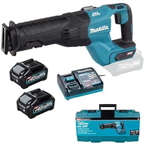 Makita JR001GM201 Reciprocating saw XGT, 32mm stroke; 3,54kg; greitas ašmenų keitimas; bešepetėlinis variklis, 2X4,0Ah, greitasis kroviklis ; įrankių dėklas