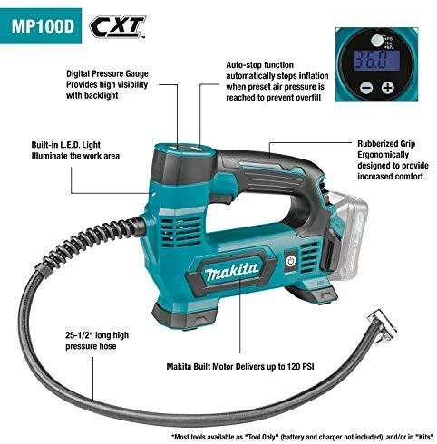 Makita MP100DZ Akumuliatorinis kompresorius 12V MAX, Be akumuliatorių ir kroviklio!