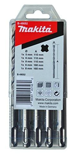 Grąžtas Makita SDS-PLUS Grąžtų Komplektas (5x110, 6x110, 6x160, 8x110, 8x160) B-49052