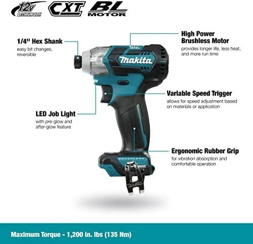 Makita TD111DZ Akumuliatorinis smūginis suktuvas, 12V MAX, 135 Nm, 1/4", LED, Be akumuliatorių ir kroviklio!