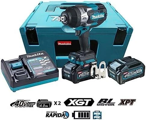 Makita TW001GM201 Smūginis veržliasukis XGT, 3/4", 1800Nm, 2xLED, bešepetėlinis variklis, 2X4,0Ah, greitasis kroviklis; MAKPAC lagaminas