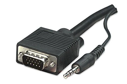 Manhattan Manheteno 10 m SVGA garso kabelis VGA (D-Sub) + 3,5 mm Juoda