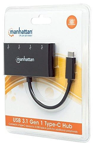 MANHATTAN 162746 Manhattan SuperSpeed USB-C 3.1 Gen1 iki 4-jungtys USB-A 3.0 šakotuvas (3x USB-A)