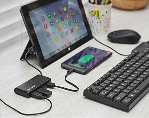 Manhattan 164900 sąsajos šakotuvas USB 3.2 Gen 1 (3.1 Gen 1) Type-A 5000 Mbit/ai Juoda