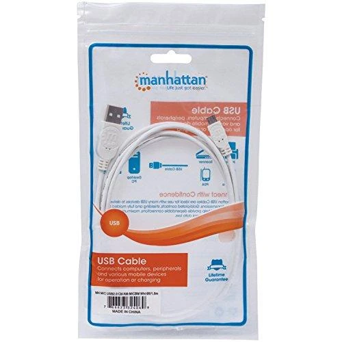Manhattan 324069 USB kabelis 1,8 m 2.0 USB A Micro-USB B Balta