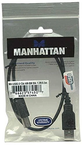 StarTech Manhattan USB 2.0 A/B USB kabelis 1,8 m USB A USB B Juoda