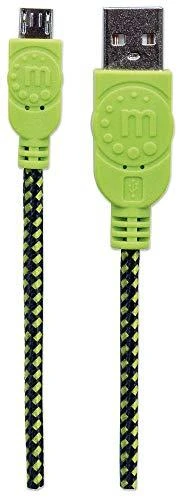 Manhattan MH 352765 USB 2.0 kab. A male to Micro B male USB Juodas/Žalias Braided 1.8m