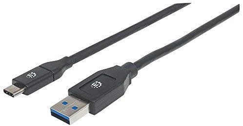 „Intracom MANHATTAN USB 3.1 Gen 1“ įrenginio kabelis 2 m A tipo kištukas iki C tipo kištukas 5 Gbps Juodas
