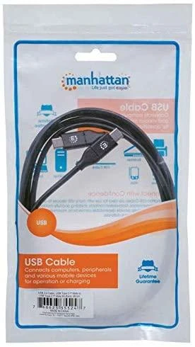 Manhattan USB-C USB laidas – 2 m juodas (355247)