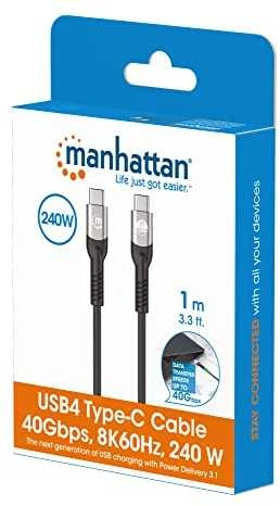 Kabelis USB Manhattan USB-C - USB-C 1 m Juodas (356374)