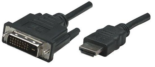 StarTech Intracom MANHATTAN HDMI / DVI Cable 1.8m juodas HDMI 19 kontaktų kištukas DVI-D 24+1 male auksinis padengtas jungtys