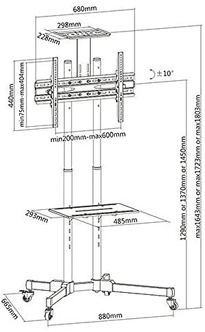 Manhattan 461238 monitoriaus laikiklis arba stovas 177,8 cm (70") Juoda
