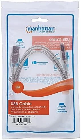 StarTech Manhattan 333405 USB kabelis 1,8 m 2.0 USB A USB B Sidabras