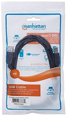 StarTech Manhattan USB 2.0 A/B USB kabelis 3 m USB A USB B Juoda