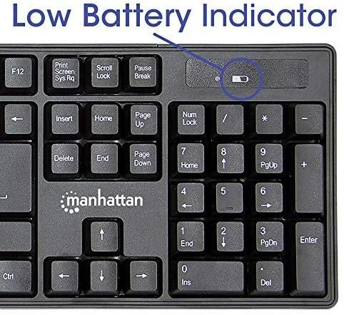 Intracom MANHATTAN Belaidė klaviatūra and Optical Pelė Set One 2.4GHz USB-Dongle Connection for Both Juodas (EN)