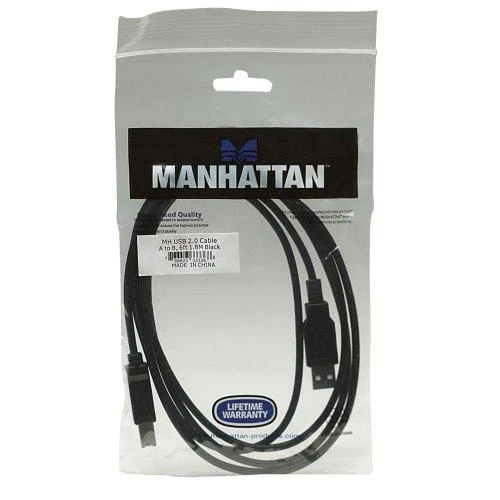 StarTech Manhattan USB 2.0 A/B USB kabelis 1,8 m USB A USB B Juoda