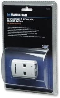 Intracom MANHATTAN Hi-Speed USB 2.0 bendrinimo jungiklis 1x2 prievadai, dvigubas valdymas, automatinio jutiklio USB 2.0 tipo A į B tipo jungiklis