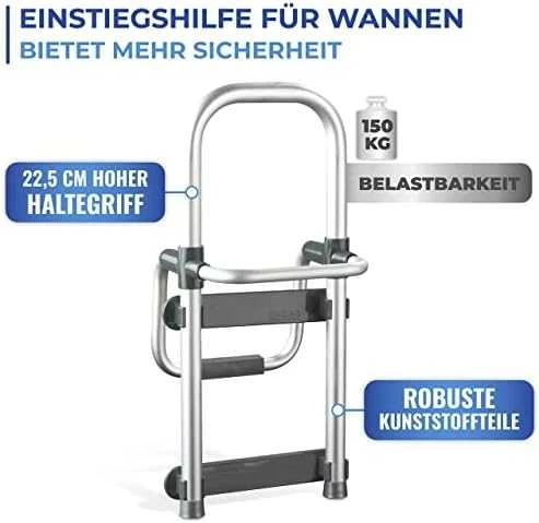 Maximex Secura bathtub handrail, sidabrinis, aluminum
