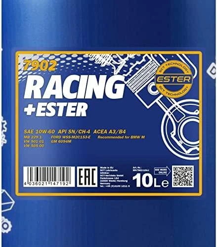 Mannol Alyva Racing+ESter 10W/60 sintetinė varikliams 10 L