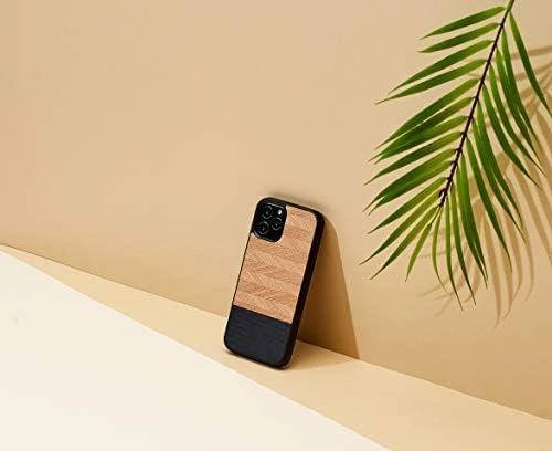MAN&WOOD dėklas skirtas Apple iPhone 12/12 Pro herringbone nero juodos spalvos
