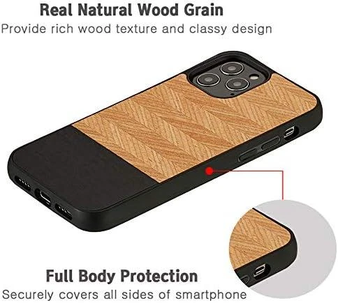 MAN&WOOD dėklas skirtas Apple iPhone 12/12 Pro herringbone nero juodos spalvos