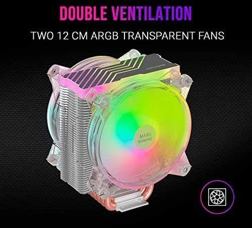 „Mars Gaming MCPU66“ procesoriaus aušintuvas ARGB 220W, dvigubas ventiliatorius, 120 mm