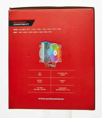 „Mars Gaming MCPU66“ procesoriaus aušintuvas ARGB 220W, dvigubas ventiliatorius, 120 mm