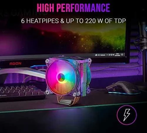 „Mars Gaming MCPU66“ procesoriaus aušintuvas ARGB 220W, dvigubas ventiliatorius, 120 mm