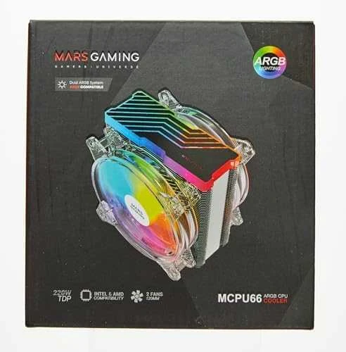 „Mars Gaming MCPU66“ procesoriaus aušintuvas ARGB 220W, dvigubas ventiliatorius, 120 mm