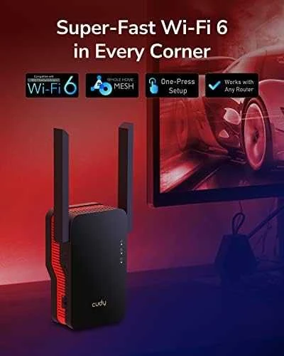 Wi-Fi Stiprintuvas - Cudy RE3000 2400-5000 MHz 574/2402 Mbit/s Raudonas/Juodas