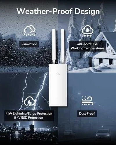 Maršrutizatorius „Cudy AP1300“ lauko 1167 Mbit/s Baltas maitinimas per Ethernet (PoE)