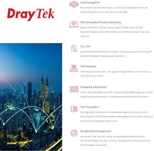 Maršrutizatorius DrayTek Vigor 2927ax WLAN-AX SecureRouter DUAL-WAN mažmeninė prekyba