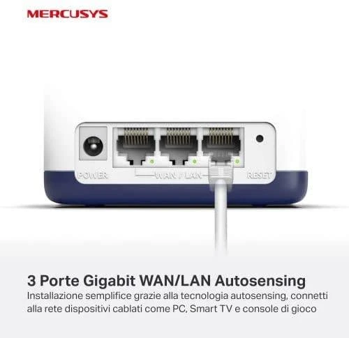 Maršrutizatorius TP-Link „Mercusys“ | AC1900 viso namo tinklinio „Wi-Fi“ sistema | „Halo H50G“ (2 vnt.) | 802.11ac | 600+1300 Mbps | Ethernet LAN (RJ-45) jungtys 3 | Tinklo palaikymas: Taip | MU-MiMO: Taip | Mobilusis plačiajuostis ryšys: Be