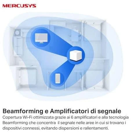 Maršrutizatorius TP-Link „Mercusys“ | AC1900 viso namo tinklinio „Wi-Fi“ sistema | „Halo H50G“ (2 vnt.) | 802.11ac | 600+1300 Mbps | Ethernet LAN (RJ-45) jungtys 3 | Tinklo palaikymas: Taip | MU-MiMO: Taip | Mobilusis plačiajuostis ryšys: Be