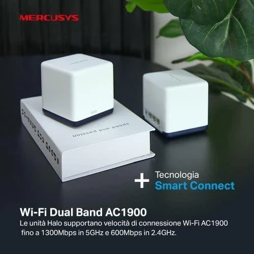 Maršrutizatorius TP-Link „Mercusys“ | AC1900 viso namo tinklinio „Wi-Fi“ sistema | „Halo H50G“ (2 vnt.) | 802.11ac | 600+1300 Mbps | Ethernet LAN (RJ-45) jungtys 3 | Tinklo palaikymas: Taip | MU-MiMO: Taip | Mobilusis plačiajuostis ryšys: Be