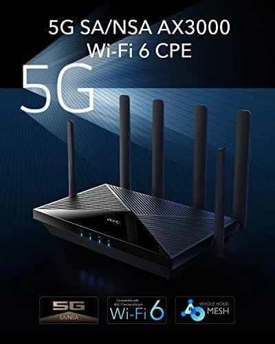Cudy P5 belaidis maršrutizatorius Gigabit Ethernet dviejų dažnių (2,4 GHz / 5 GHz) 5G Juodas