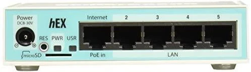 Šakotuvas „MikroTik“ laidinio Ethernet maršrutizatorius (be Wi-Fi) RB750Gr3, hEX, dviejų branduolių 880MHz procesorius, 256 MB RAM, 16 MB („MicroSD“), 5xGigabit LAN, USB, PCB ir įtampos temperatūros monitorius, pyptelėjimas, IP20, plastikinis korpusas, RouterOS L4 | MikroTik | Ethernet maršrutizatorius hEX | RB750Gr3 | Nėra Wi-Fi | Ethernet LAN (RJ-45) jungtys 5 | Nereikalingas tinklelio palaikymas | MU-MiMO Ne | Nėra mobiliojo plačiajuosčio ryšio | 1 | 12 mėn.