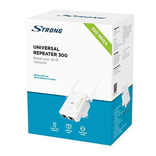 Maršrutizatorius Strong REPEATER300V2, Tinklo kartotuvas, 300 Mbit/s, „Wi-Fi“, Ethernet LAN jungtis, Balta