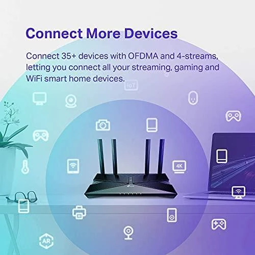 TP-LINK Archer AX20 belaidis maršrutizatorius Dviguba juosta (2,4 GHz / 5 GHz) Gigabitinis eternetas Juoda