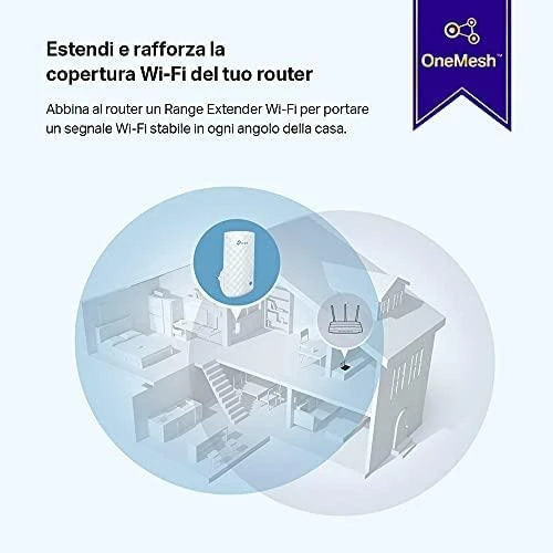 TP-LINK AC750 Wi-Fi diapazono plėstuvas prie sienos prijungtas 3 vidinės antenos 433Mbps esant 5GHz + 300Mbps esant 2,4GHz diapazono plėstuvo režimui WPS