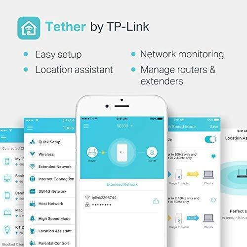 TP-LINK | Tinklo ilgintuvas | RE300 | 802.11ac | 2.4GHz/5GHz | 300+867 Mbit/s | Ethernet LAN (RJ-45) jungtys: Ne | MU-MiMO: Ne | ne PoE | Antenos tipas: 2 vidinės