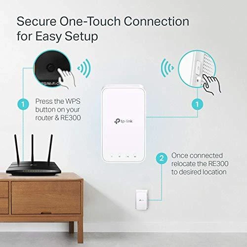 TP-LINK | Tinklo ilgintuvas | RE300 | 802.11ac | 2.4GHz/5GHz | 300+867 Mbit/s | Ethernet LAN (RJ-45) jungtys: Ne | MU-MiMO: Ne | ne PoE | Antenos tipas: 2 vidinės