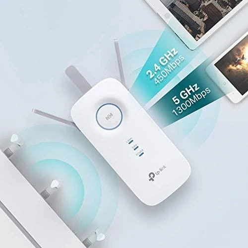 TP-LINK AC1750 dviejų juostų belaidis sieninis diapazono plėstuvas Qualcomm 1300Mbps esant 5GHz + 450Mbps esant 2,4Ghz 802.11ac/a/b/g/n