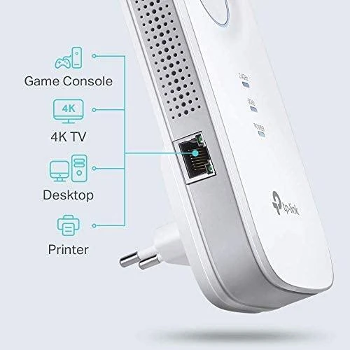 TP-LINK AC1750 dviejų juostų belaidis sieninis diapazono plėstuvas Qualcomm 1300Mbps esant 5GHz + 450Mbps esant 2,4Ghz 802.11ac/a/b/g/n