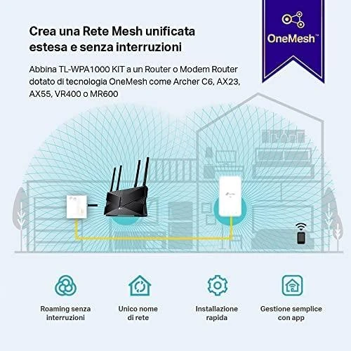 Maršrutizatorius TP-Link TL-WPA1000 KIT powerline AV1000 rinkinys su N300 WiFi ir Ethernet