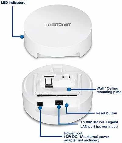 Maršrutizatorius Access Point TRENDnet TEW-823DAP dwuzakresowy belaidis AC1300 PoE do zastosowań wewnętrznych