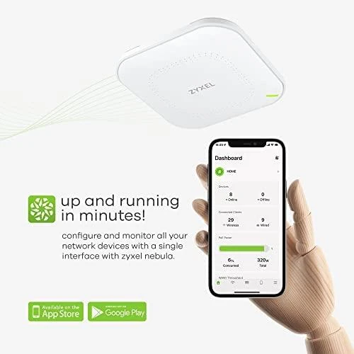 ZYXEL WIFI 6 AP, PRIEIGOS TAŠKAS, NWA50AX AX1800, 2X2 MU-MIMO, POE+ (802.3AT), AUTONOMINIS / NEBULA DEBESINIS VALDYMAS, ĮSKAITANT MAITINIMO ADAPTERĮ (2 METŲ GARANTIJA)