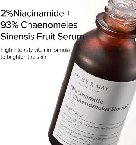 Mary&May Niacinamide + Chaenomeles Sinensis Serum šviesinantis ir normalizuojantis serumas, 30 ml